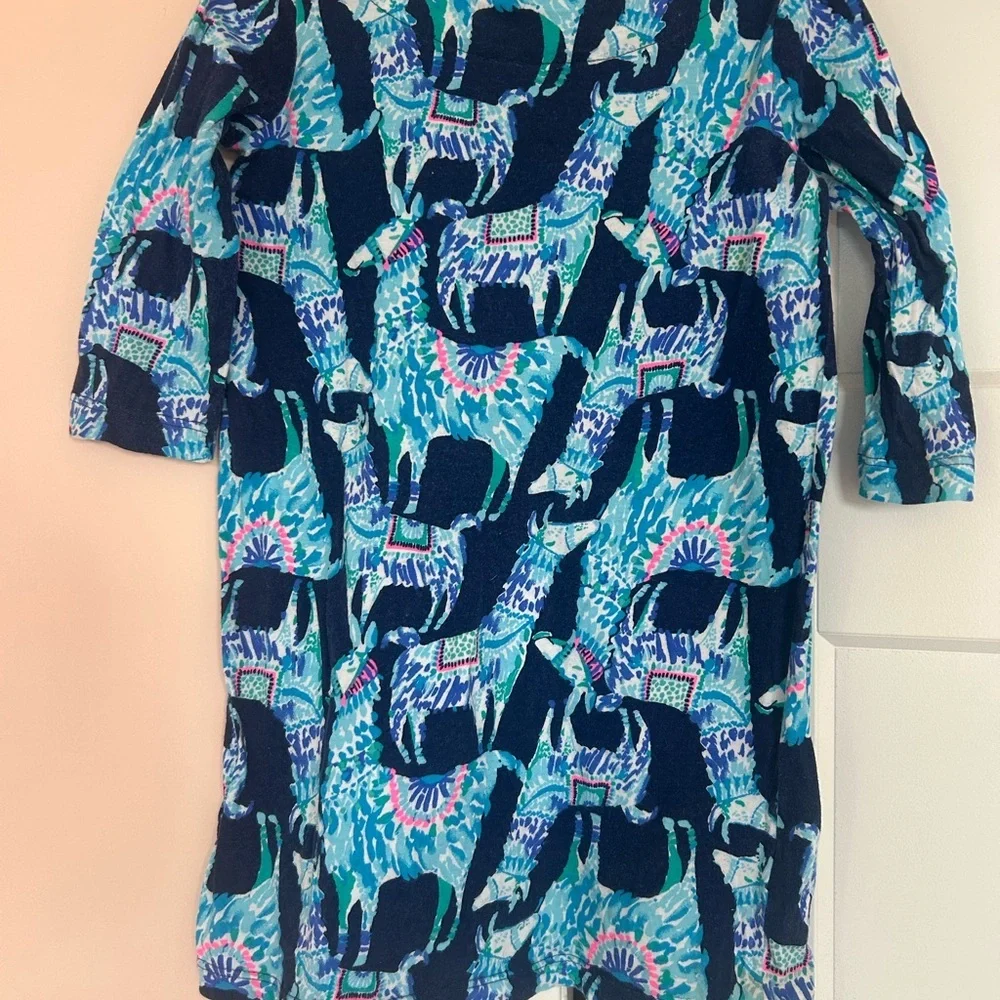 Lilly Pulitzer Girls Dress Alpaca My Bags Kids Size 4/5 Navy Cotton